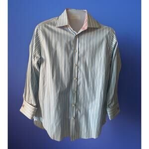 Ted Baker Men's Blue and White Striped Dress Shirt